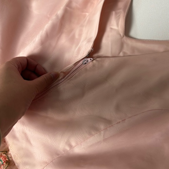 Vintage 60s Pink Floral Party Dress Formal Gown MCM - Picture 3 of 7